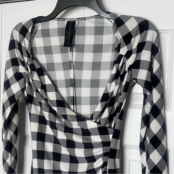 Norma Kamali black and white checked crossover top Size XS - Picture 6 of 14
